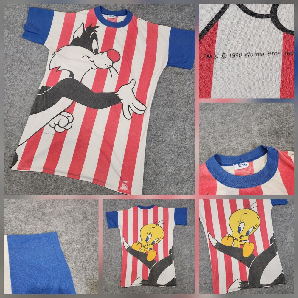 VTG 90s 1990s Looney Tunes Mens LT L Large T Tall Single Stitch AOP T Shirt USA